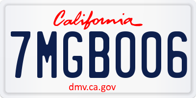 CA license plate 7MGB006