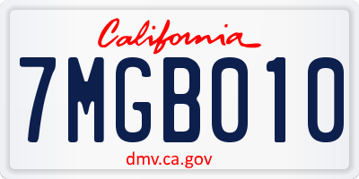 CA license plate 7MGB010