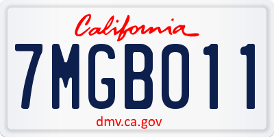 CA license plate 7MGB011