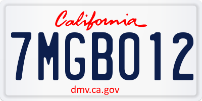 CA license plate 7MGB012