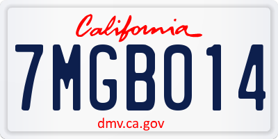 CA license plate 7MGB014