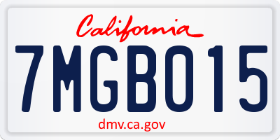 CA license plate 7MGB015