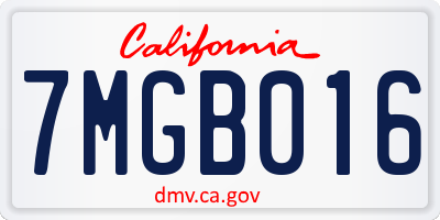 CA license plate 7MGB016