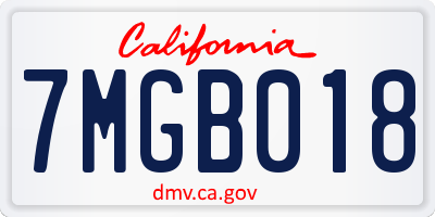 CA license plate 7MGB018