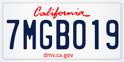 CA license plate 7MGB019