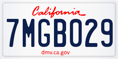 CA license plate 7MGB029