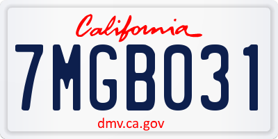 CA license plate 7MGB031