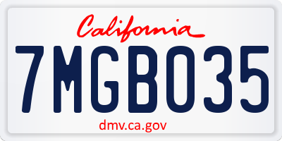 CA license plate 7MGB035