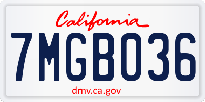 CA license plate 7MGB036