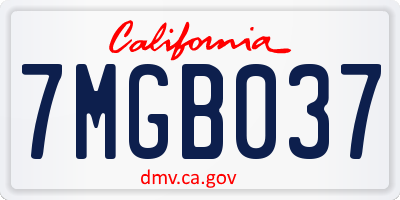 CA license plate 7MGB037