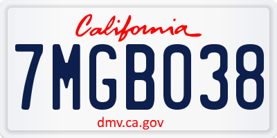 CA license plate 7MGB038