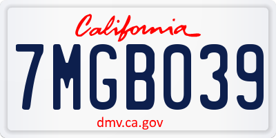 CA license plate 7MGB039