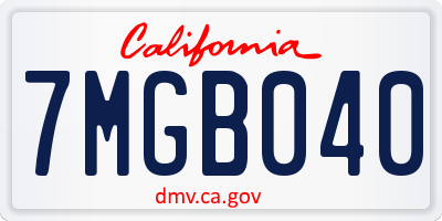 CA license plate 7MGB040