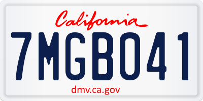 CA license plate 7MGB041