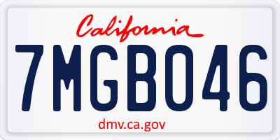 CA license plate 7MGB046