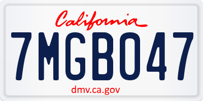 CA license plate 7MGB047