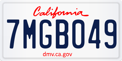 CA license plate 7MGB049