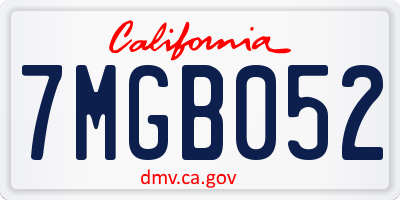 CA license plate 7MGB052