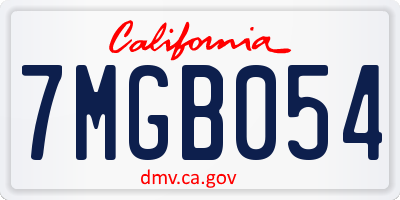 CA license plate 7MGB054