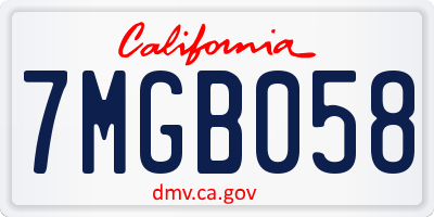 CA license plate 7MGB058