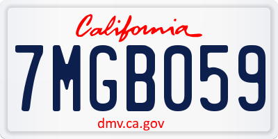 CA license plate 7MGB059