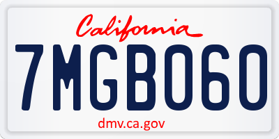 CA license plate 7MGB060