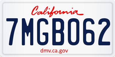 CA license plate 7MGB062