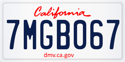 CA license plate 7MGB067