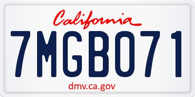 CA license plate 7MGB071