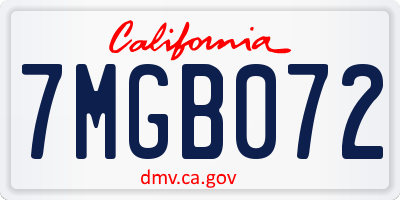 CA license plate 7MGB072