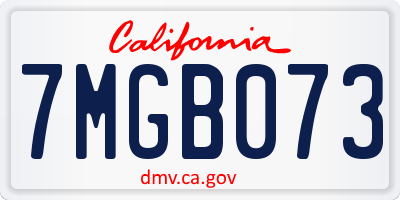 CA license plate 7MGB073