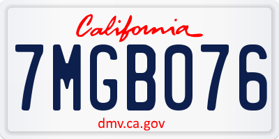 CA license plate 7MGB076