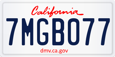 CA license plate 7MGB077