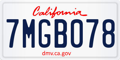 CA license plate 7MGB078