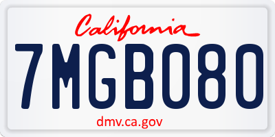 CA license plate 7MGB080