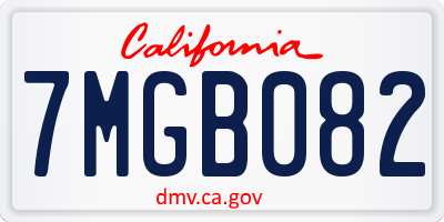 CA license plate 7MGB082