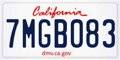 CA license plate 7MGB083