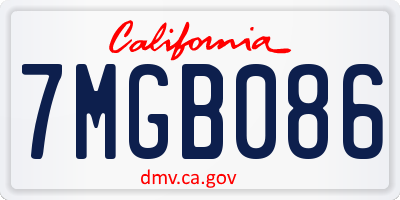 CA license plate 7MGB086