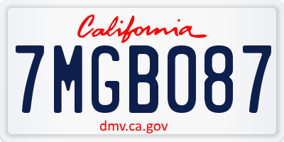 CA license plate 7MGB087