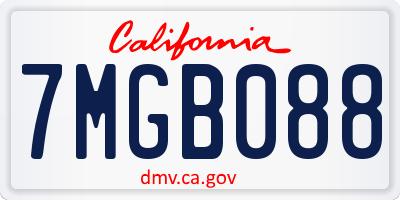 CA license plate 7MGB088