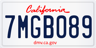 CA license plate 7MGB089