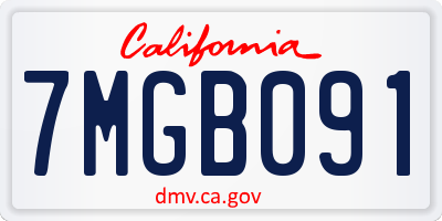 CA license plate 7MGB091