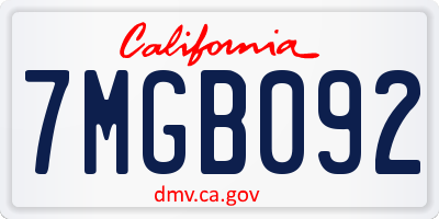 CA license plate 7MGB092