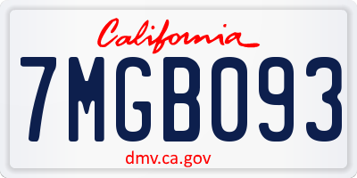 CA license plate 7MGB093