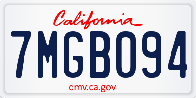 CA license plate 7MGB094