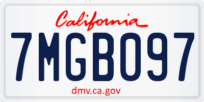 CA license plate 7MGB097