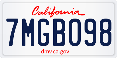 CA license plate 7MGB098