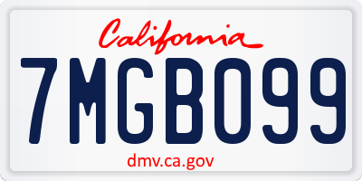 CA license plate 7MGB099