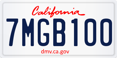 CA license plate 7MGB100