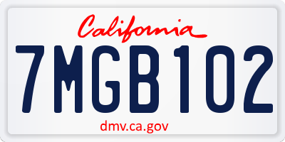 CA license plate 7MGB102